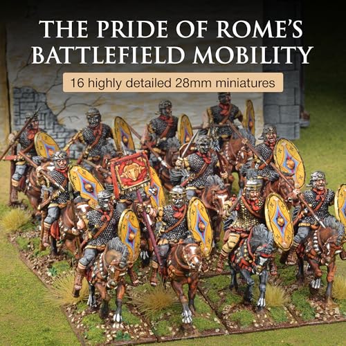 Wargames Delivered - Victrix Early Imperial Roman Cavalry Set with Bonus Miniature STL Download - 16 Highly Detailed 28mm Miniatures with Javelins, Shields, and Campaign Gear for Roman Wargaming