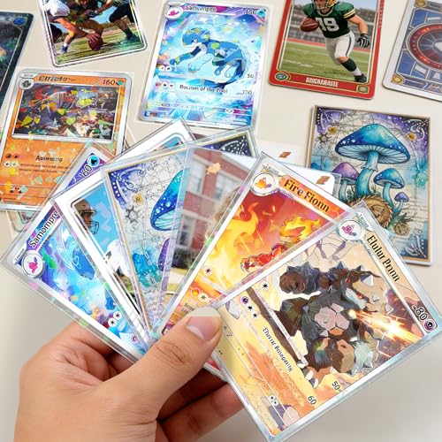 DEDC MTG Card Sleeves 200CT (Firework+Broken Stone) Holographic Front & Matte Finish Back Smooth Shuffle Standard Size 4 Mil Tear Resistant Art Cards Sleeve for Magic The Gathering - style: Front Holographic Back Clear Matte
