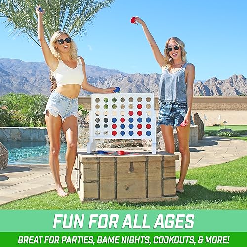 GoSports 2 foot Width Giant 4 in a Row Game with Carrying Case, Made from Wood - style: Classic