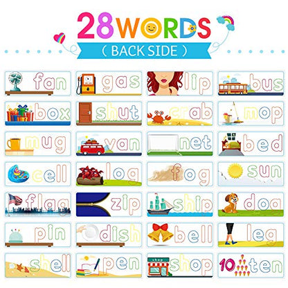 KMUYSL Learning Toys for 3 4 5 6 Years Old Boys and Girls - See & Spell CVC Word Builders with Alphabet Cards for Kids, Preschool Learning Activities Toys, Idea Birthday Gifts for Age 3-5 4-6 Kids