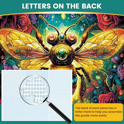 300 Pieces Jigsaw Puzzle for Adults, Bee Jigsaw Puzzles, Recycled Cardboard Puzzle, Coolest Queen Bee Jigsaw Puzzle for Kids Adults Seniors, Great for Family Games, 20.5 * 15 Inch - style: Bee