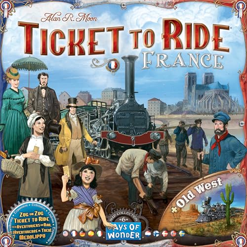 Asmodee Ticket to Ride France + Old West Board Game Expansion - Train Route Strategy Game, Fun Family Game for Kids & Adults, Ages 8+, 2-6 Players, 30-60 Minute Playtime | Train Route Strategy Game, Fun Family Game for Kids & Adults, Ages 8+, 2-6 Players,