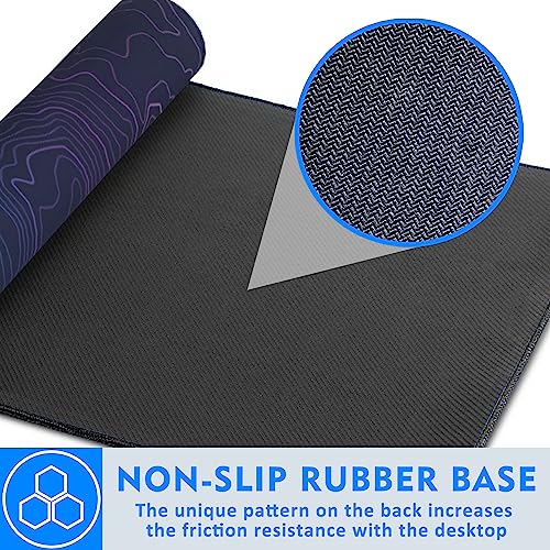 Abstract Topographic Line Extended Large Mouse Pad,Large Gaming Mouse Pad,Extended Big Desk Mat Keyboard Pad,Waterproof Non-Slip Desk Mat for Home Office and Gaming 35.4x15.7 Inch - color: Abstract Topographic Line