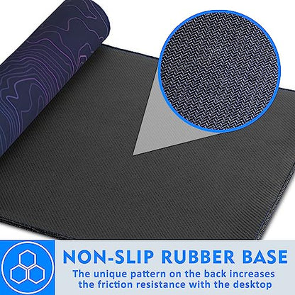 Abstract Topographic Line Extended Large Mouse Pad,Large Gaming Mouse Pad,Extended Big Desk Mat Keyboard Pad,Waterproof Non-Slip Desk Mat for Home Office and Gaming 35.4x15.7 Inch - color: Abstract Topographic Line
