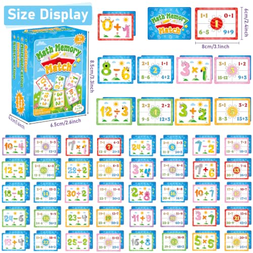 gisgfim 100 PCS Math Memory Matching Game Mathematics Concentration Memory Card Games A Fun & Fast Math Game for Addition Subtraction Multiplication Division Matching Games - style: Math