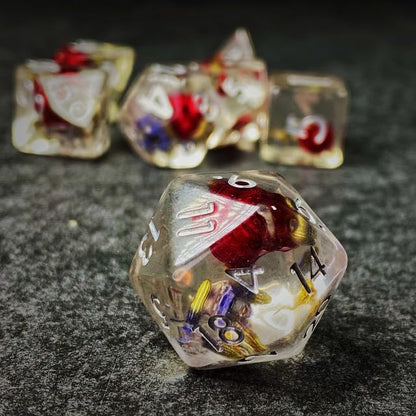 Sage’s Portal Cantrips DND Dice Set - Round Edge Resin 7-PC Polyhedral DND Dice Set for Dungeons and Dragons D&D RPG Tabletop TTRPG (Red Lavender) - color: Red Lavender