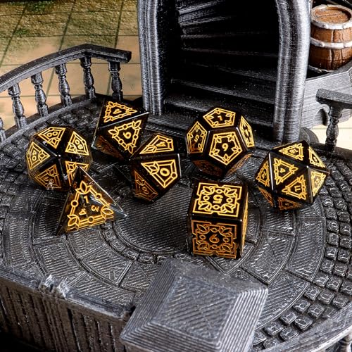LUCKY-M Ivy Dice DND Set, Polyhedral Dice D&D for Dungeons and Dragons, Black Dice with Case for RPG MTG Tabletop Games Men & Women Gift(PII-Black) - color: Pii-black
