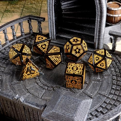 LUCKY-M Ivy Dice DND Set, Polyhedral Dice D&D for Dungeons and Dragons, Black Dice with Case for RPG MTG Tabletop Games Men & Women Gift(PII-Black) - color: Pii-black