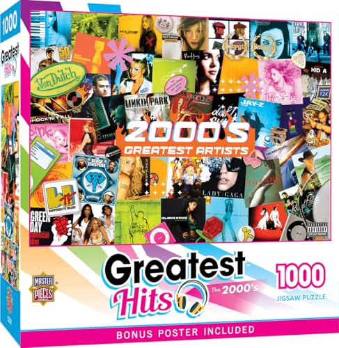Greatest Hits - 2000's Artists Jigsaw Puzzle, 1000 Pieces for Adults, Multicolored, 19.25"x26.75", Portable, Problem Solving & Spatial Awareness - style: 2000's Greatest Artists