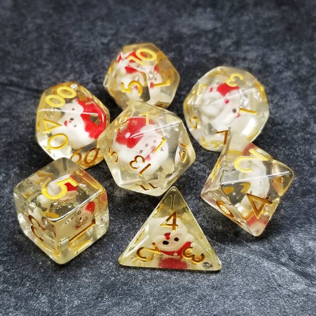 Sage's Portal Familiars and Reagents Resin DND Dice Set Polyhedral Dice Set for Dungeons and Dragons RPG Tabletop TTRPG (Jolly Santa) - color: Jolly Santa