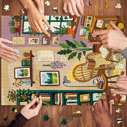 1000 Piece Jigsaw Puzzles for Adults, Reading Nook Puzzle with 1:1 HD Poster, Precise Interlocking, Letter Markings on Back, Dust-Free, Stress Relief & Ideal Family Game Gift - color: Reading Nook