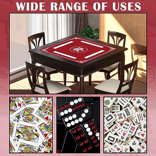 Mahjong Mat, 31.5 in x 31.5 in Mahjong Table Mat for Tile Game, Anti Slip and Noise Reduction Table Cover for Poker Card Board and Dominoes(Red) - color: B-red