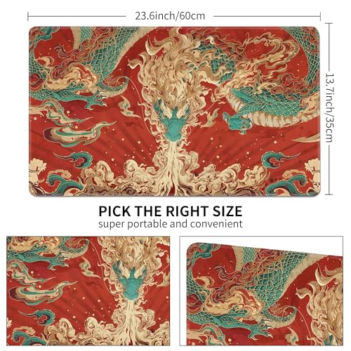 MTG Playmat Non-Slip Rubber Backing Printing Commander Board Game Desk Mat Duel Mat TCG PTCG Playmat 24x14 inches and Free Storage Bags (Dragon L, 24"X14") - color: Dragon L, size: 24"X14"