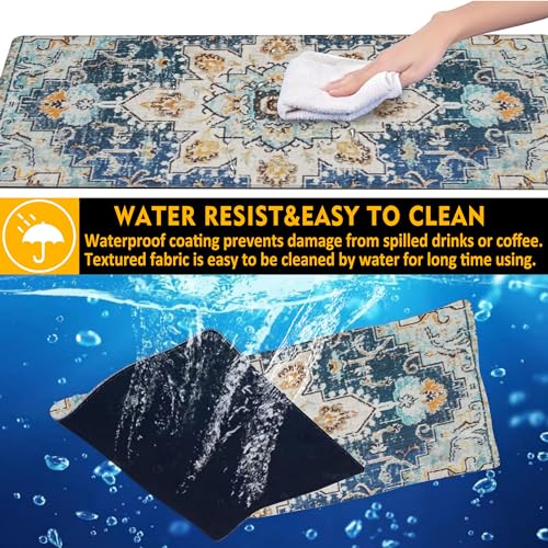 Desk Mat,Bohemian Textile Rug Texture Mouse Pad,31.5""X15.7"" Large Desk Pad with Stitched Edge Non-Slip Base Keyboard Big Mouse Pad for Office Home Work Gaming, WDQ-D10 - color: Colorful Geometry Knitwear Rug