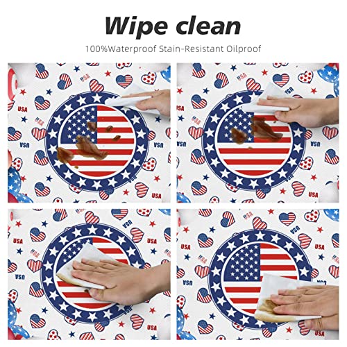 4th of July American Flag Round Tablecloth Elastic Fitted Table Cover Washable Elastic Edge Tablecloths for Kitchen Dining Party Fitted Table 40-44 - color: 4th of July American Flag S, size: 40" (Round)