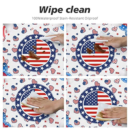 4th of July American Flag Round Tablecloth Elastic Fitted Table Cover Washable Elastic Edge Tablecloths for Kitchen Dining Party Fitted Table 40-44 - color: 4th of July American Flag S, size: 40" (Round)