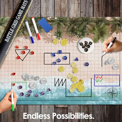 Dungeons and Dragons Starter Set - Ultimate DND Battle map Bundle with 6 terrains 24” x 36" Game Grid Mat, Dry Erase Markers, dice & More for Epic DND Adventures | DND maps, DND Battle mat