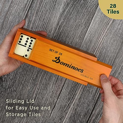 Queensell Jumbo Dominoes Set for Adults and Kids – Domino Set for Classic Board Games – Jumbo Dominoes Double 6 for Travel Games – Dominos Set for Adults 28 Tiles - style: Jumbo