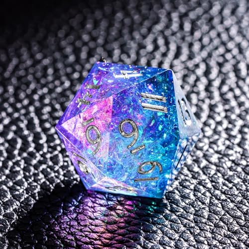 7PCS DND Dice Set,Handmade Sharp Edge Dice Set D&D RPG Polyhedral Die,for Dungeons and Dragons TTRPG Games Roleplaying Games Pathfinder,with Gift Box(Purple and Blue) - color: Purple and Blue
