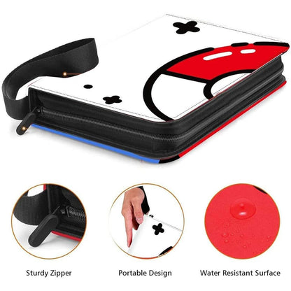 Trading Card Binder 400 Card Capacity, 50 Removable Sleeves (4 Pocket), Zipper Card Album Organizer for TCG Cards (Pokeball) - color: Red Ball