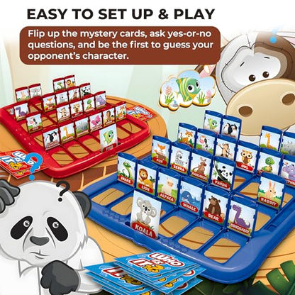 Table Game for Kids,Animal What is It Board Game for 2Players,Family Game - color: Blue/Red