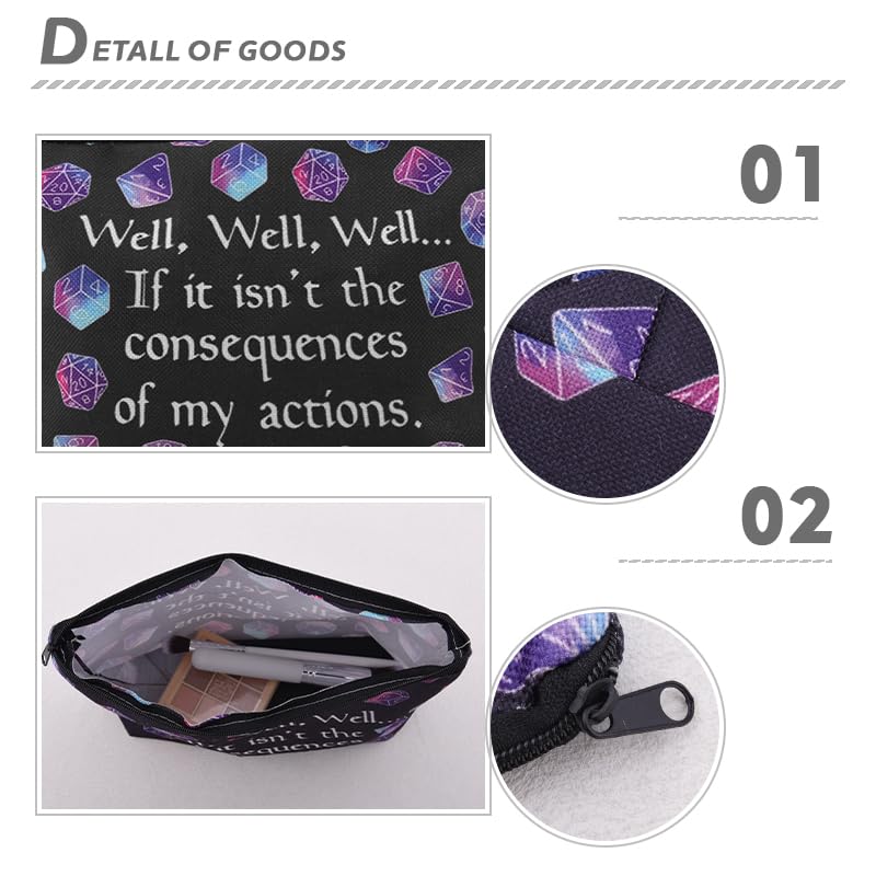 Funny Games Dice Storage Bags for Women Men Tabletop Game Lover Gamers Birthday Gifts Tabletop Role Playing Lover Travel Makeup Skincare Toiletry Bags 4 PCS Velvet Dice Storage Pouch - color: Well Dice