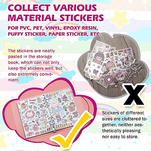 SUNEZLGO Reusable Sticker Album with 100 Sheets, Collecting Book with Pockets, A5 - size: A5