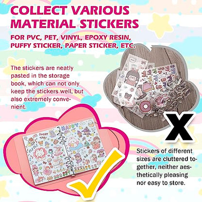 SUNEZLGO Reusable Sticker Album with 100 Sheets, Collecting Book with Pockets, A5 - size: A5