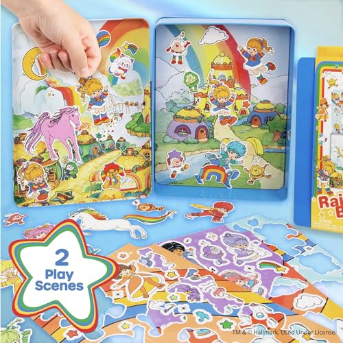 Rainbow Brite Magnetic Playset, 75 Characters & Accessories, Reusable Storage Tin and Play Scene, Fun Toddler Toys, Mess Free Travel Games & Road Trip Essentials, 4 Year Old Girl Birthday Gifts - color: Rainbow Brite