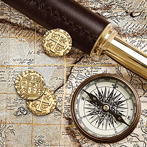 Leib Games Gold Metal Pirate Coins - 100 Leprechaun Metal Gold Coins for St Patricks Day, Game Tokens, Toys & Cosplay - Fake Tokens Set for Pirate Treasure Chest - Diameter: 1.18" - size: 100 Pcs
