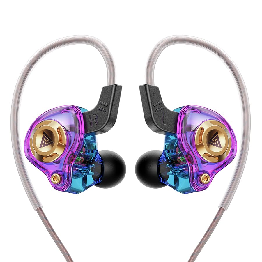 Wired Gaming Earbuds in-Ear Headphones HiFi Game Head Phones in Ear Monitors Deep Bass Sound Wired-Earbuds with 1DD 10mm Dynamic Driver Inear Earphones IEM for Music Gaming Video Calling (Purple) - color: 퍼플.