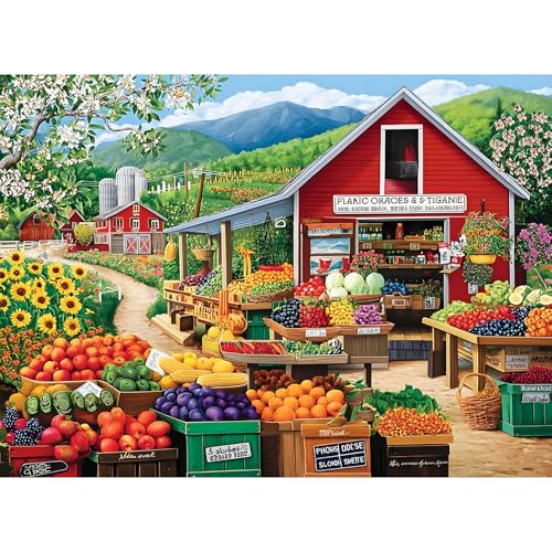 500 Piece Puzzles for Adults,Fruit Market Jigsaw Puzzle for Adults Teens Seniors,Country Life Puzzle 500 Piece,Farm Scenery Puzzle with Letters on Back,Fun Family Game Birthday Party Gift 20.5 * 15 in - style: Fruit Market