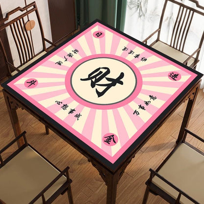 Mahjong Mat, Mahjong Table Mat for Tile Game, 31.5 in x 31.5 in Anti Slip and Noise Reduction Table Cover for Poker Card Board and Dominoes(Grey Pink) - color: A-grey Pink