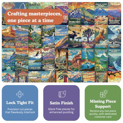 Cross & Glory | Jigsaw Puzzles for Adults | America's National Parks | Scenic Travel Puzzle | Landscape Puzzles for Adults | Satin Finish | Ages 14+ - color: Grand Tour of America's National Parks