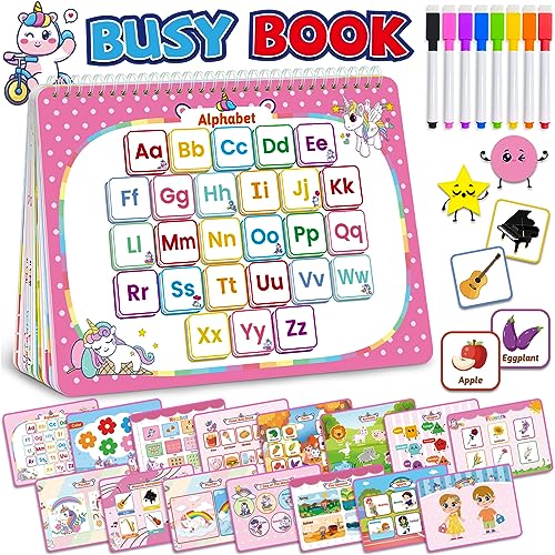 Benresive Busy Book for Toddlers 3-5, Montessori Preschool Learning Activities Book, Educational Sensory Travel Toys for Kids, Birthday Gifts for Boys Girls Ages 3+ - color: Pink