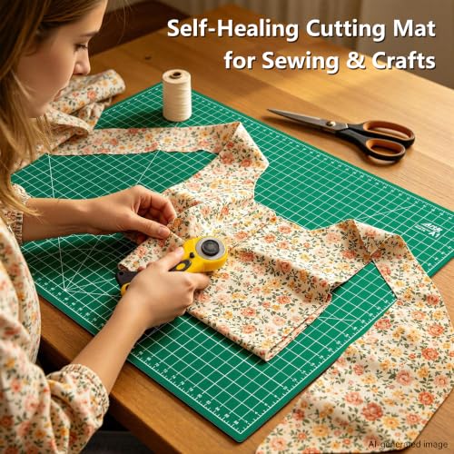 ArtAt Self Healing Cutting Mat: 24 x 36 inch Green Large 5-Ply Double-Sided Durable Non-Slip PVC Cutting Mat for Sewing Quilting Scrapbooking Art & Crafts projects… - color: Green, size: 36"L x 24"W