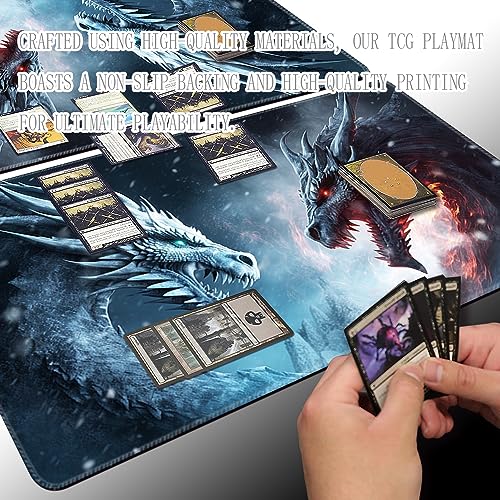 Board Game 14x24in MTG Playmat Compatible for OCG CCG RPG TCG Playmats (Dragon Fight) - color: Dragon Fight