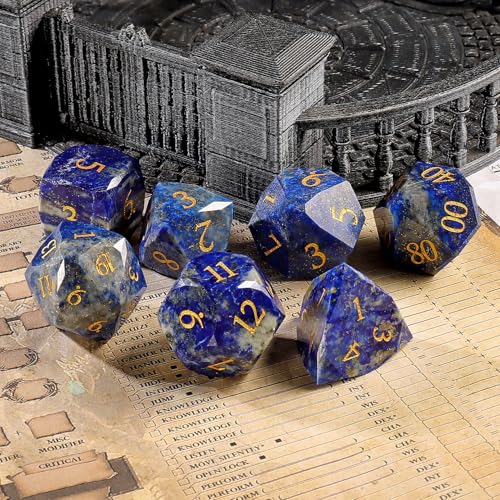 Unique Gemstone Dice Set 7PCS, Handmade Natural Stone Polyhedral DND Dice with Premium Gift Case for Board Game Lovers Birthday Gift - color: Zs-qj