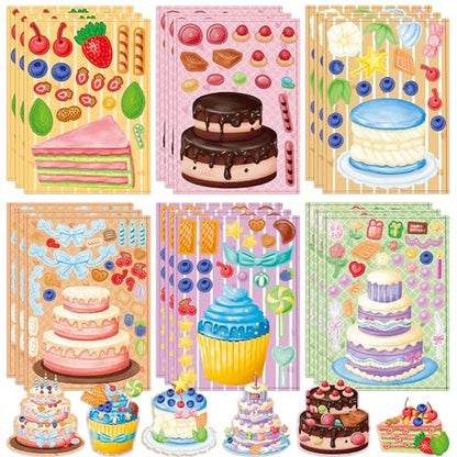 48 Sheets Birthday Stickers for Kids Toddlers, Make Your Own Cake Stickers, Happy Birthday Party Activities Favors Goodie Bag Filler for Kids Classroom - style: Cake 48 Sheets