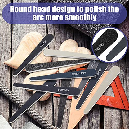 Honoson 20 Pcs Sanding Sticks for Plastic Models 3D Print Polishing Sticks Assorted Metal and Wood Sanding Tools Accessory for Model Craft Amateur Beginner(Low Grits Rating,Water Drop Style) - style: Water Drop Style