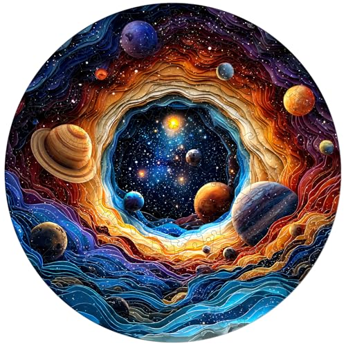 MEATRN Wooden Jigsaw Puzzles for Adults 500 Pieces - Unique Space Solar System Planets Puzzles, Stress Relief Game for Adults, Creative Gift for Science Lovers and Kids, 16.5x16.5 in - color: Space Planet, size: Large