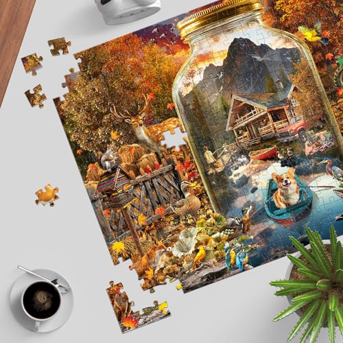 Puzzles for Adults 1000 Pieces, Jigsaw Puzzle for Adults, Fun Challenging Puzzle, Autumn Bottle Scene Puzzles Game, Interlock Perfectly No Dust, Gifts for Easter Mother’s Day - color: Bottle Scene