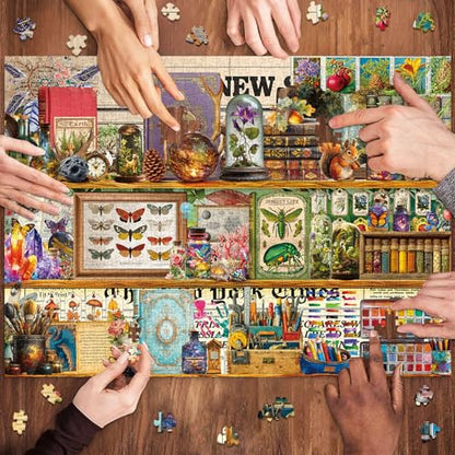 1000 Piece Puzzles for Adults,Fantasy Bookshelf Jigsaw Puzzle 1000 Pieces for Adults Seniors,Challenging Family Games Holiday Party Gifts -1:1 Poster Interlock Perfectly Letter on Back - color: Fantasy Bookshelf