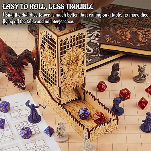 CZYY Cthulhu Dice Tower, Foldable Wooden Dice Roller with Tray | Laser-Cut Birch Plywood, Folding Design, Sea Monster Artwork, For Board Games & RPG Nights