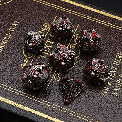 DND Dice,Metal Dice Set with Box HNCCESG,Hollow Dice Set of 7,Game dice for Dungeons and Dragons,Role Playing Dice Gaming for Board Game RPG (Angel Blood Splatter) - color: Angel Blue