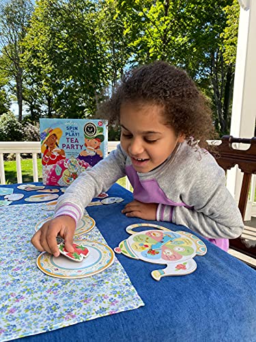 eeBoo Tea Party Spinner Game, Social Skills Game, Ages 3+, 2-4 Players | Develops patience & social skills through imaginative play. Includes spinner, food pieces & fabric tablecloth. 15-30 min game - style: Tea Party
