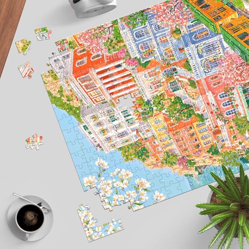 Puzzles for Adults 1000 Pieces, Jigsaw Puzzle for Adults, Fun Challenging Puzzle, Coastal Tram Puzzles Game, Interlock Perfectly No Dust, Gifts for Easter Mother’s Day - color: Coastal Tram