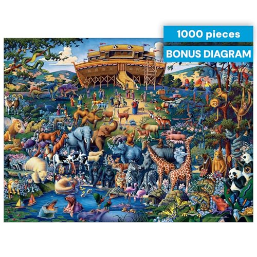 Buffalo Games - Eric Dowdle Noah's Ark - 1000 Piece Puzzle for Adults | Made in USA, Recycled Board, Finished Size 26.75 x 19.75 in, Includes Poster, Giftable, Frameable Art