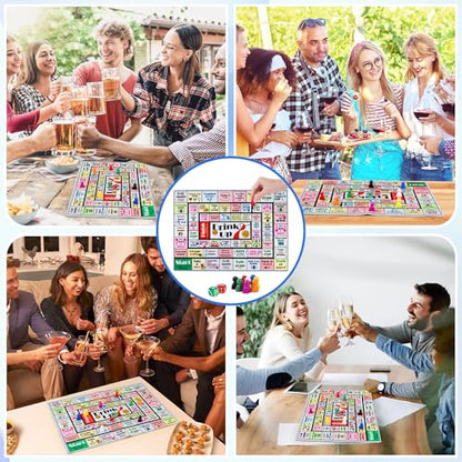 Fofeadm Drinking Board Games for Adults, Rubber Mat Drinking Board Game, Funny Party Interactive Drinking Games for Game Night, Birthday, Family Play or Any Occasion, Age 21+, 2-8 Players