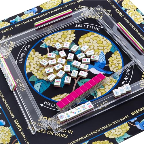 TIASUSAN American Mahjong Learning Mat (Black, 33” x 33”) with Carrying Bag, Anti-Slip, Noise-Reducing Mahjong Mat for Table - color: Black
